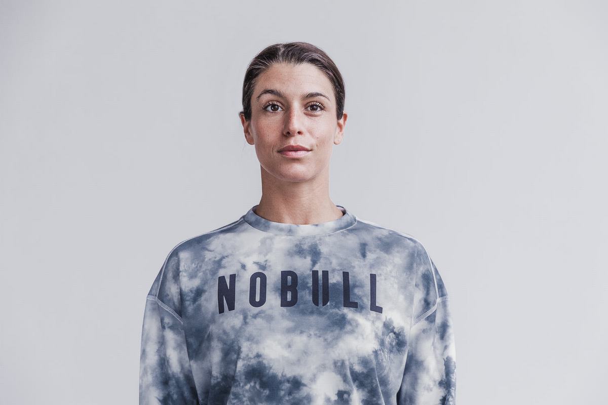 Nobull Crew Tie-Dye Women's Sweatshirts White | Australia (QI3126)